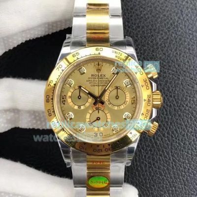 Swiss Replica Rolex Daytona Two Tone Gold Noob 4130 Daytona Watch Gold Dial 40MM